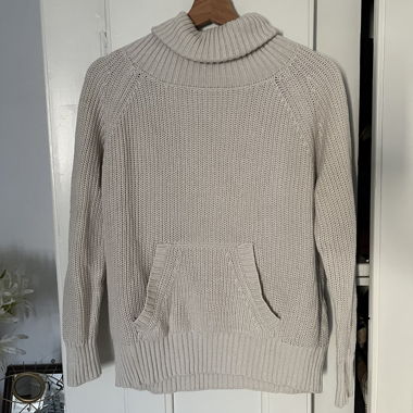 Pull blanc col roulé