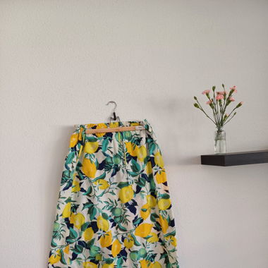 Gonna lunga 100% cotone limoni