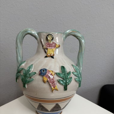 Magnifique vase céramique ancien signé 