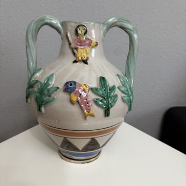 Magnifique vase céramique ancien signé 