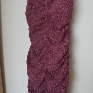 Burgundy Pleated Evening Dress – Size XS