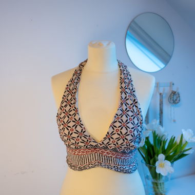 Patterned halter crop top
