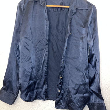 Veste Chemise en Soie Bleue