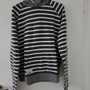 Felpa con cappuccio Woolrich a righe grigio/bianco