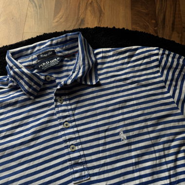 Polo Golf Shirt – Blau-Weiß gestreift – Größe M