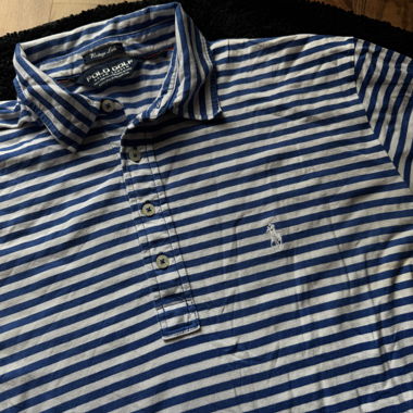 Polo Golf Shirt – Blau-Weiß gestreift – Größe M
