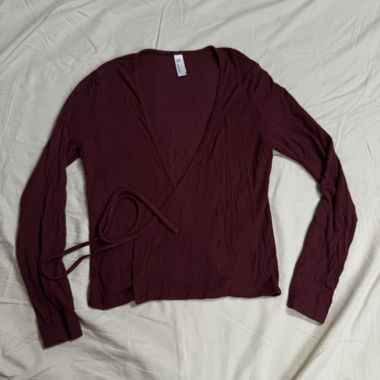 Cardigan avvolgente bordeaux di American App.