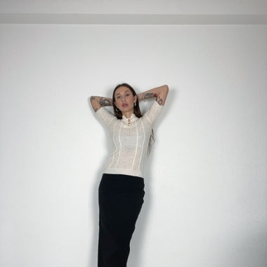 Vintage black maxi woollen skirt 