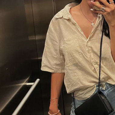 shirt linen H&M beige