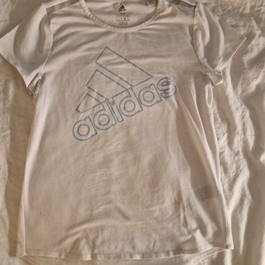 T‑shirt adidas bianco logo blu donna