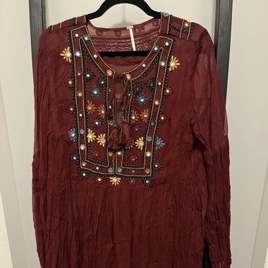 Free People Burgundy Boho Dress 