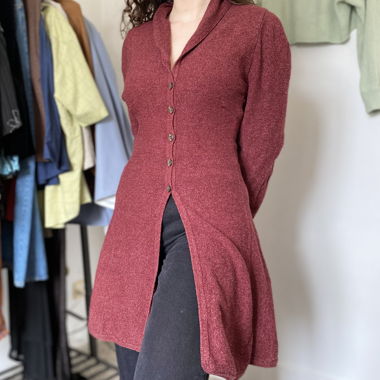 Elegant Vintage Bordeaux Fitted Cardigan