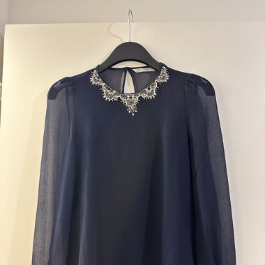 Chiffon blouse with rhinestones