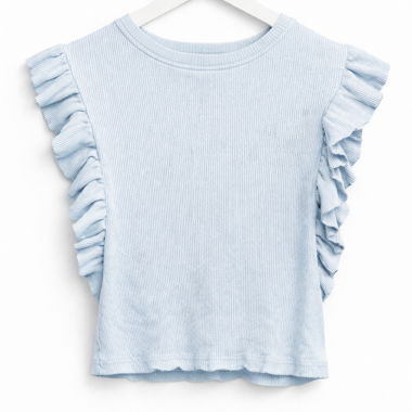 Camicia smanicata azzurra baby con volant