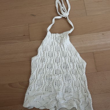 White knit top with halter neckline