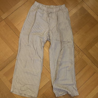 Wide striped blended-linen trousers