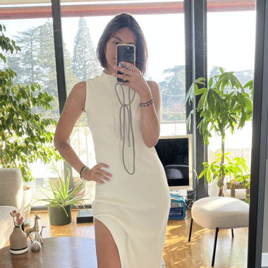 robe midi et pull rose 