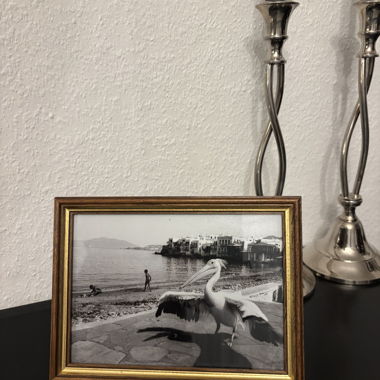 Cornice fotografica in legno con foto in bianco e nero