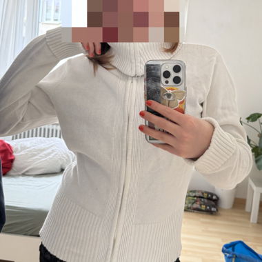 Cardigan in maglia bianco con cerniera