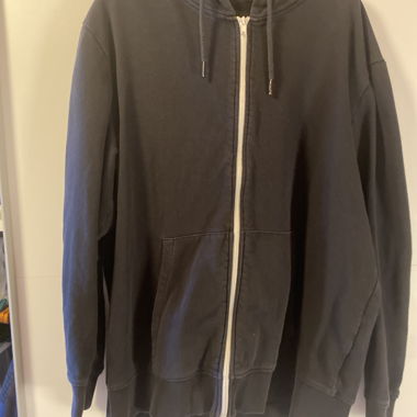 Black zip-up hooded sweatshirt