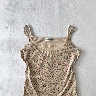 Cream Floral Stretchy Cami (S)