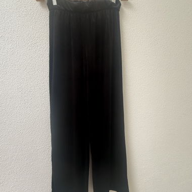 Bright Black Shiny Velvet Trousers  XS