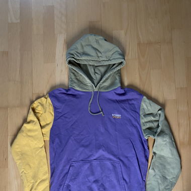 Stüssy sport purple, green and yellow hoodie