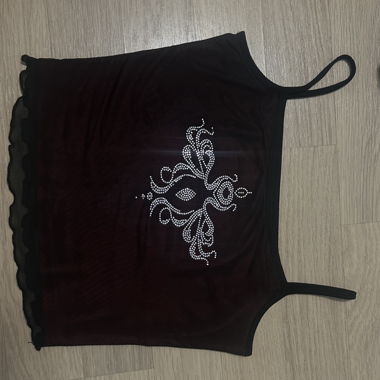 Top caraco en mesh bordeaux