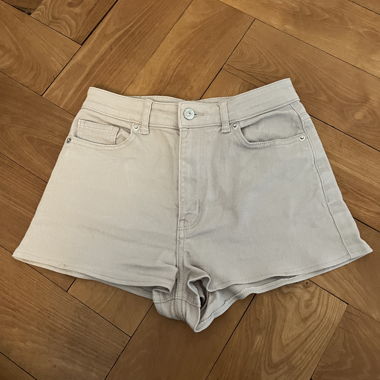 Beige Denim Shorts