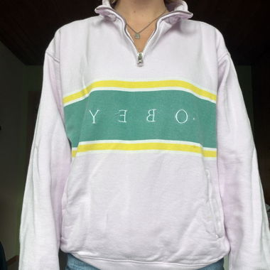 Baby pink Obey Half-Zip Sweatshirt