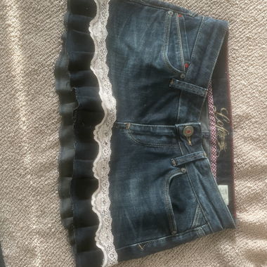 Denim Skirt with Lace