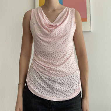 Top smanicato rosa Orsay a pois