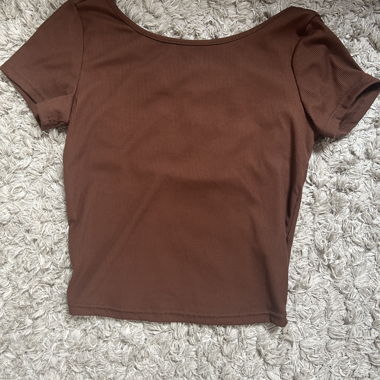 Braunes Ribbed Crop Top