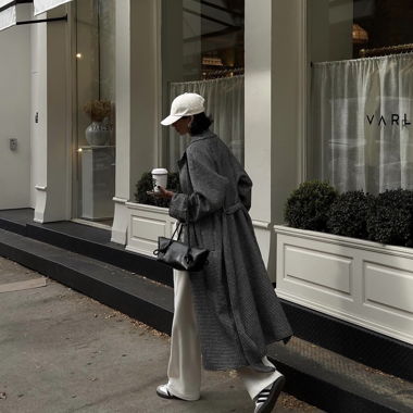 Trench coat a quadri originale, confezionato