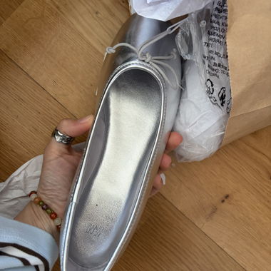 Silver ballet flats with bow