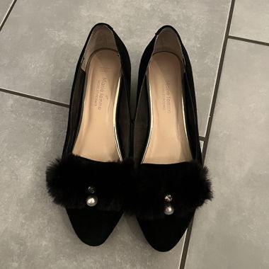 BALLERINA/FLAT GR. 36 1/2 SUEDE/LEDER SCHWARZ