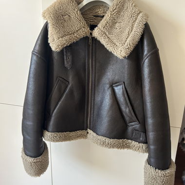 Kunstleder-Montonjacke mit Kunstpelz