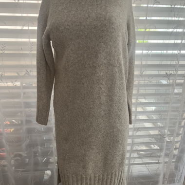 Grey Turtleneck Knit Dress
