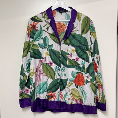 SILK H&M HOME floral chemise bluse blouse shirt 