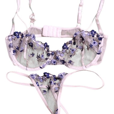 Set di lingerie con ricamo floreale
