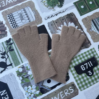 Beige Fingerlose Handschuhe