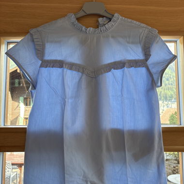 Bluse Blau mit Rüschen