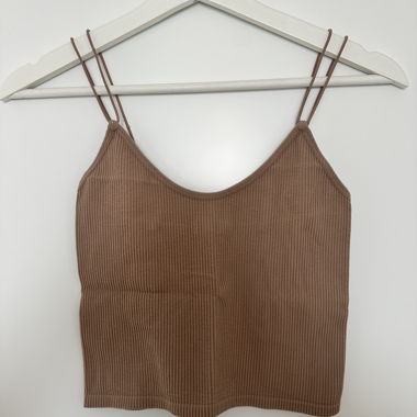 ZARA geripptes braunes Crop-Top XS