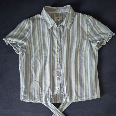 Gestreifte Hemd-Bluse blau-weiss