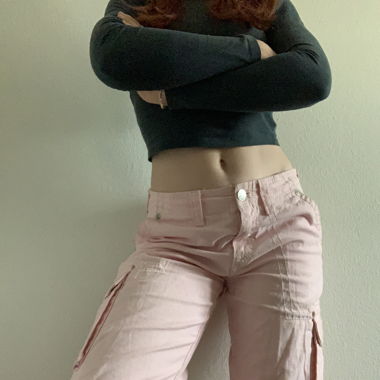 True Religion pink low-waisted cargo pants
