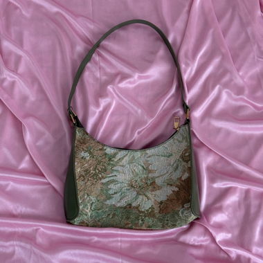 Small Shoulder Bag with Painted Floral Pattern 
