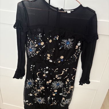 Whistles Kleid schwarz bestickt