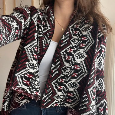 Gilet cardigan Jennyfer rouge noir blanc taille L