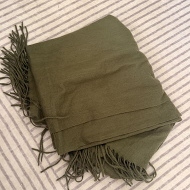 Olive green scarf with fringes