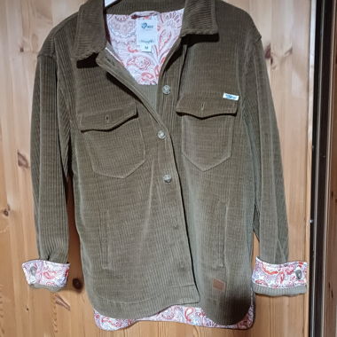 Giacca camicia in velluto a coste kaki M
